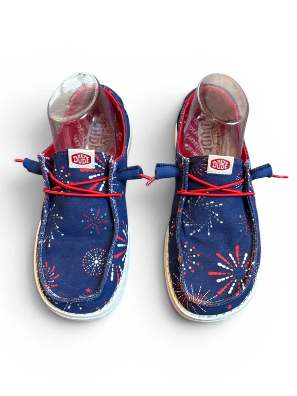 Hey Dude Wendy Fireworks Slip On Shoes Women's 7 Blue USA Patriotic